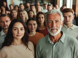 Obraz premium Intimate Connection Close-Up Portrait of Woman and Elderly Man in Gathering, Warm and Genuine Emotions
