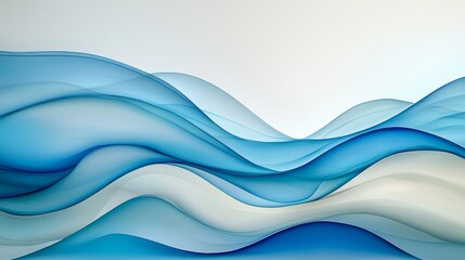 Obraz premium Tranquil Blue Wave Abstract Art on Gray Background - Serene Fluidity in Digital Design
