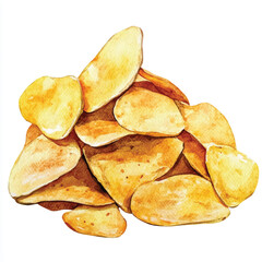 Chips watercolor clipart illustration