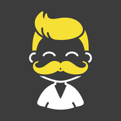 Man boy with mustache avatar vector icon