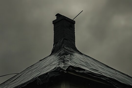 A roof corner s lightning rod with tar paper