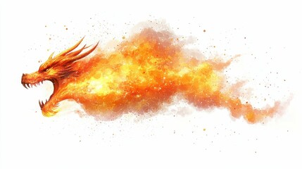Obraz premium Illustration for a cloud shaped like a dragon breathing fire