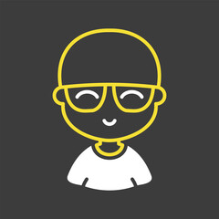 Portrait of a young bald man in stylish glasses