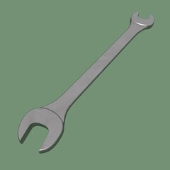 Metal wrench. Construction tool. 3D rendering.