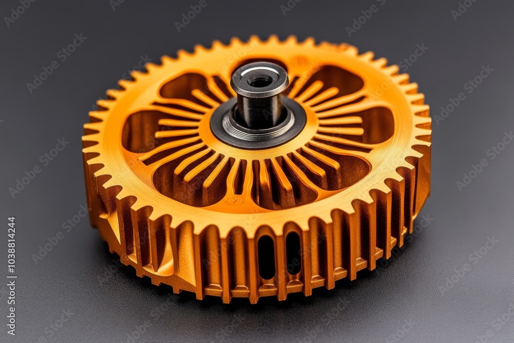 Poster single industrial gear in minimalist style, symbolizing the core of mechanical processes and enginee