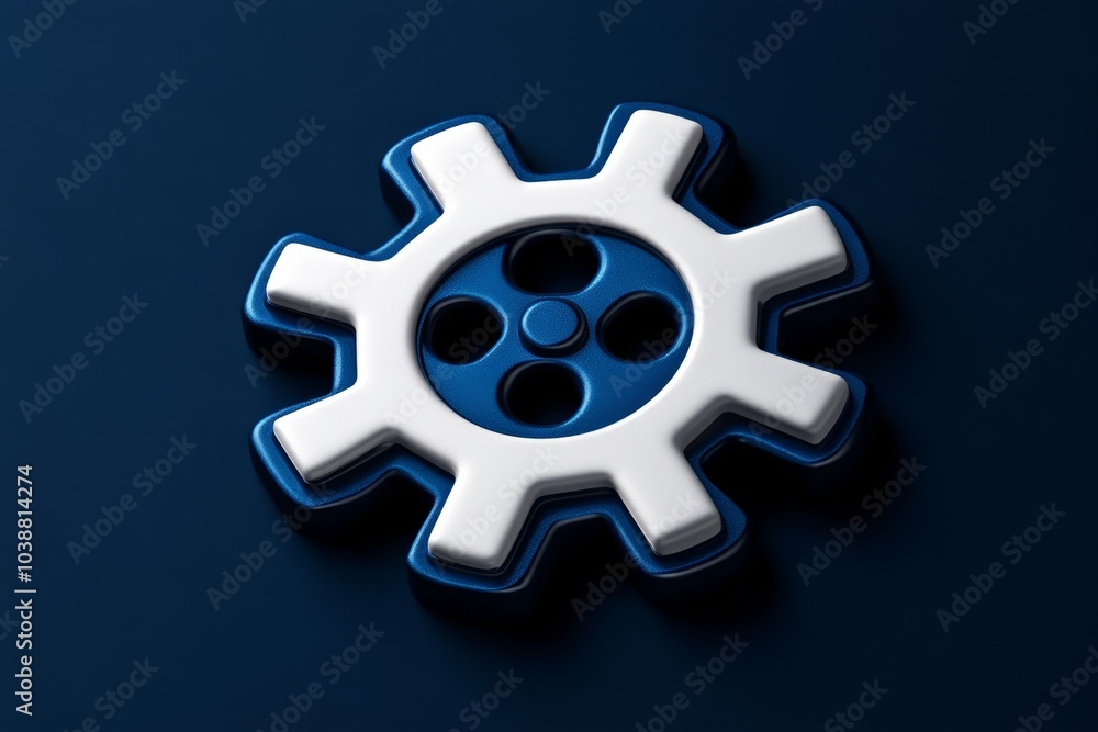 Poster single industrial gear in minimalist style, symbolizing the core of mechanical processes and enginee
