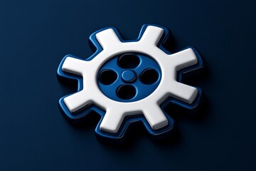 Single industrial gear in minimalist style, symbolizing the core of mechanical processes and engineering