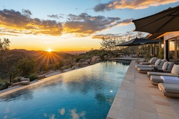 Fototapeta premium an opulent pool during sunset