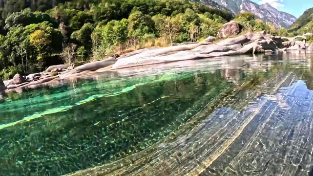 Ponte dei Salti and Verazca River with beautiful blue-green water