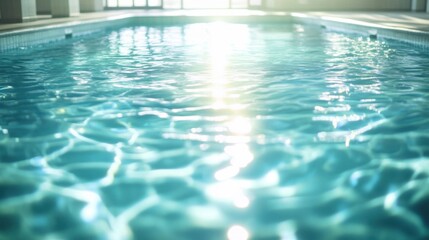 Fototapeta premium A swimming pool's water surface, indoor setting with clear water, Minimalist style