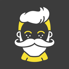 Bearded man's face vector icon. Hipster character