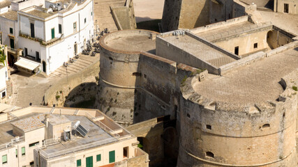 Aerial view of the Aragonese Castle of Otranto. The fortress is located in the historic center of...