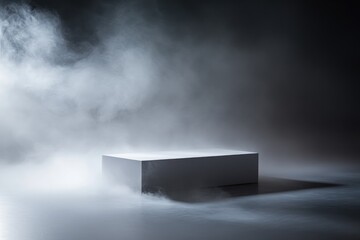 Minimalist Foggy Cube Scene for Abstract Design and Modern Aesthetics