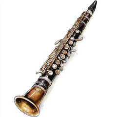 Fototapeta premium Clarinet watercolor clipart illustration