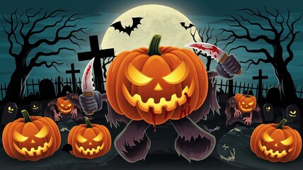 halloween background with pumpkin