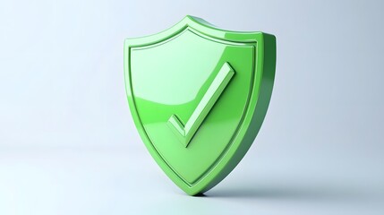 cartoon 3d Icon safety shield check mark perspective . green symbol security safety icon. Checkmark in minimalistic style. 3d vector illustration. white background