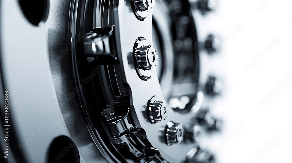 Poster close-up of a metallic mechanical component showcasing intricate details and a polished finish.