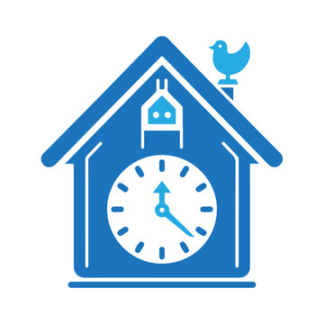 recommend clip art: Cuckoo clock with home black silhouette style vector icon design