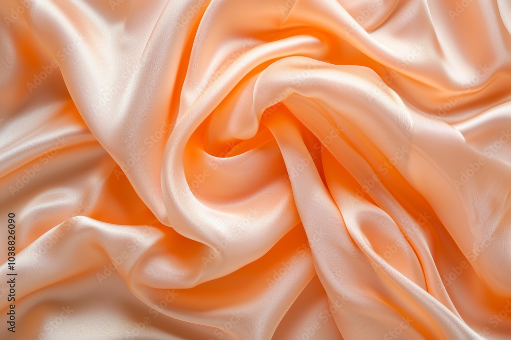 Poster delicate peach satin waves create an elegant texture under soft light in a serene setting