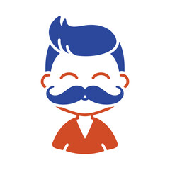 Man boy with mustache avatar vector icon