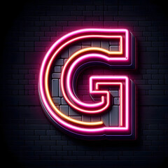 검은 배경, 알파벳 대문자 "G", 네온사인 (black background, Alphabet capital "G", neon sign)	
