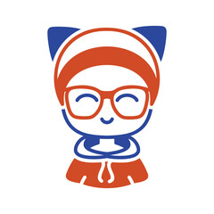 Girl with glasses and ears vector icon
