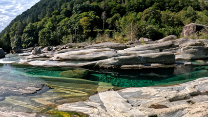Ponte dei Salti and Verazca River with beautiful blue-green water