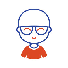 Portrait of a young bald man in stylish glasses