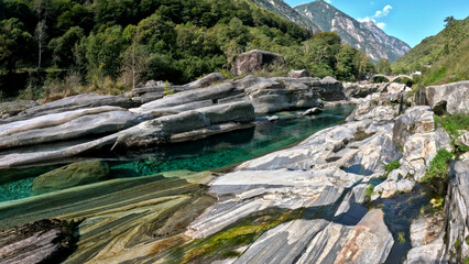 Ponte dei Salti and Verazca River with beautiful blue-green water