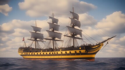 historically accurate image of the British HMS Victory ship during the American revolutionary war period
