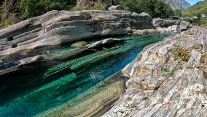 Ponte dei Salti and Verazca River with beautiful blue-green water