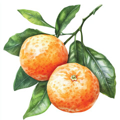 Clementine fruit watercolor clipart illustration