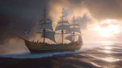 historically accurate image of the British HMS Victory ship during the American revolutionary war period

