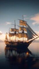 Fototapeta premium historically accurate image of the British HMS Victory ship during the American revolutionary war period 