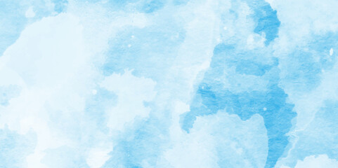 Pastel blue paper texture pattern background with space,This watercolor design with watercolor texture on white background,Artistic blue watercolor splash,Bright painted sky blue watercolor background