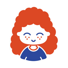 Woman girl with curly hairstyle vector icon