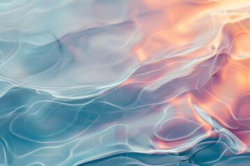 Fototapeta premium The image is a watercolor painting of a body of water with a blue and pink hue