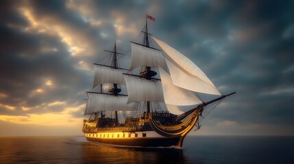 Fototapeta premium historically accurate image of the British HMS Victory ship during the American revolutionary war period 