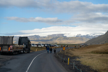 Sólheimajökull glacier and small icebergs, Iceland 