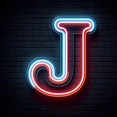 검은 배경, 알파벳 대문자 "J", 네온사인 (black background, Alphabet capital "J", neon sign)	
