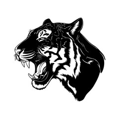 Tiger icon vector black and white concept