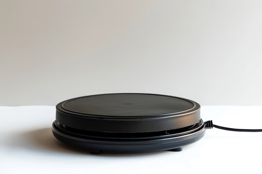 Electric crepe maker with non-stick surface isolated on white background