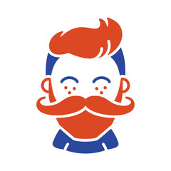 Bearded man's face vector icon. Hipster character