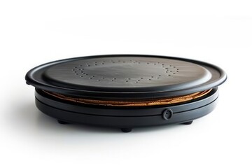 Electric crepe maker with non-stick surface isolated on white background