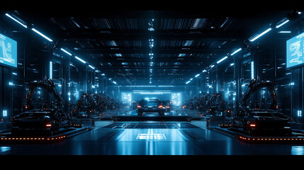 High-Tech Production Line: Automated Car Manufacturing Process