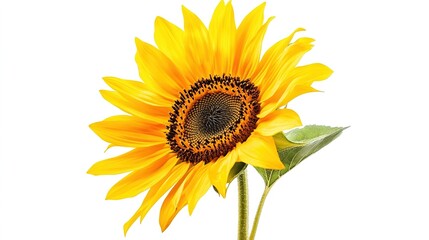 Naklejka premium A vibrant sunflower blooms with bright yellow petals and a detailed center against a soft, abstract background highlighting its beauty