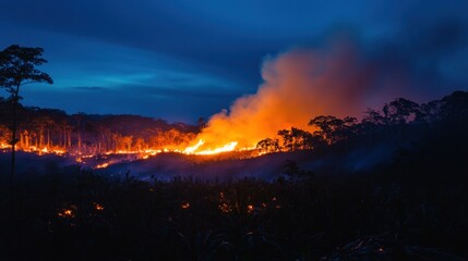 Forest Fire at Night
