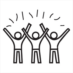 success, with figures but more like outline figures, icon type presentation, simple lines, like a logo for a business presentation.

