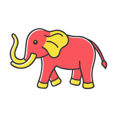 Fototapeta premium Red elephant with yellow details symbolizing wisdom for Lunar New Year celebration