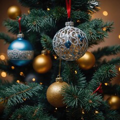 Fototapeta premium Cheerful ornaments enhance the holiday spirit